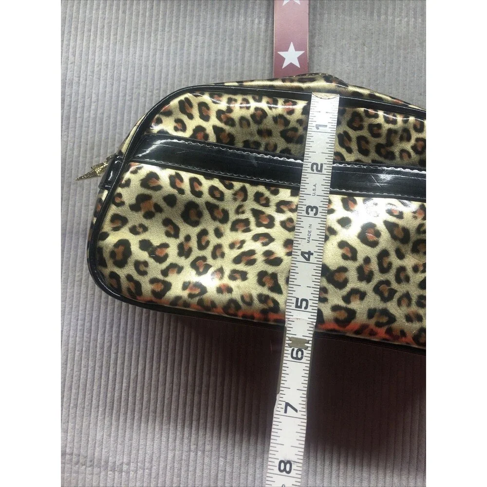 Betseyville Cosmetic Bag Gold Leopard Black Patent Organization Charm Zipper